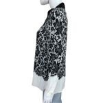 GO SILK Black 100% Silk Lace Print Button Photo 3