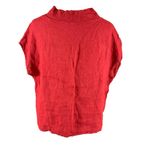 FSY Italy Linen Blouse Red Textured Minimalist Summer Boho Oversized Large Photo 1