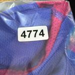 Nike  Running Dri-Fit V Neck Long Sleeve Top Womens Medium Blue‎ Pink Athletic Photo 11