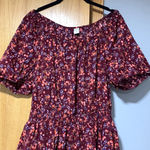 Old Navy  Maroon Dress with Flower Pattern Photo 2