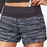 Lululemon  Run Times Short Size 10 Black White Gray Stripe LW7B36S Lined Photo 0