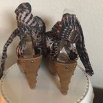 Mtng spectacular wood sandals cloth tie‎ heels 36 women’s 5.5 Brown Photo 2