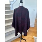 Cleobella  Burgundy Black Floral Leaf Tassel Boho Whimsygoth Poncho Cape Photo 1