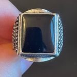 Obsidian S925 sterling silver ring size 8 Photo 4