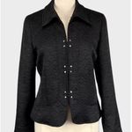 Chico's | M | Black Textured Blazer Embossed Matte Satin Quilted Coat Jacket Photo 0