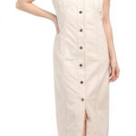 House Of Harlow‎ 1960 Cream Snap Front Denim Sleeveless Maxi Dress Size XS Tan Photo 0
