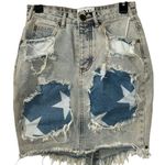 One Teaspoon  Blue Distressed Frayed Hem Denim Skirt Photo 3