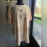 Vintage Art Wear puff paint celestial charm tie dye tunic tshirt dress, size OS Gold Photo 1
