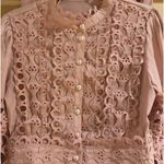Pearl Button Down Lace Detail Shirt in Blush Pink Size L Photo 2