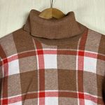 Tahari  Womens Sweater Sz S Plaid Turtle Neck Brown Red Harvest Fall Winter Top Photo 1