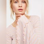 Free People We The Free / Good Find Striped Bell Sleeve Lettuce Hem Blouse Photo 3