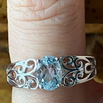 Natural Aquamarine Sterling Silver Ring Size 6.75 Photo 0