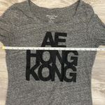 American Eagle Gray with Black Glittery Letters “AE HONG KONG” Long Sleeve Top L Photo 8