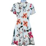 EXPRESS Swing A-line Wrap Dress Floral Mini Flutter Sleeves NWT $60 Size 00 Photo 5