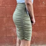 Forever 21  Olive Green Ruched Bodycon Pencil Mini Skirt Photo 1