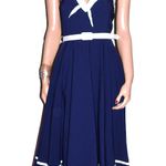 Pinup Couture Navy Blue White Rockabilly Halter Dress M Photo 1