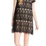 Love, Fire Love Fire Black Lace Nude Lining Trapeze Cocktail Dress Photo 0