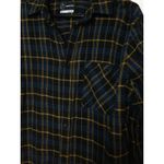 Original Use Flannel Shirt Plaid LongSleeve ButtonUp Top Black BlueYellow M(252) Photo 1