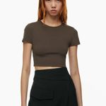 Babaton Aritzia  Contour Crew Cropped Tee Rich Mocha Brown Photo 4