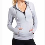 Athleta Grey Half Zip Striped Drawstring Hoodie Sweatshirt Photo 0