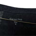 Garnet Hill  Embroidered 100% Organic Linen Black Short Sleeve Boho Tee Medium Photo 3