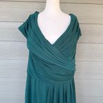 La Femme  Off Shoulder V Neck Long Sheath Jersey Gown Photo 4