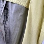 Eddie Bauer Womens M Hidden Hood Windbreaker Yellow Gray 1/4 Zip Outdoor Hiking Photo 3