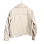 Joie  Lev Faux Fur Collar Denim Jacket in Aged White Size Large Trucker Photo 5