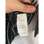 CAbi Black & Beige Striped Cardigan Sweater Medium 3/4 Sleeve Ruffle Trim V-Neck Photo 3