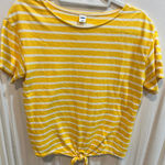 Old Navy  Womens Striped Tie Front T Shirt Top Yellow White Casual‎ Photo 0