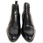 ZARA Womens Size 6 Black Leather Silver Grommet Stretch Ankle Booties Photo 1
