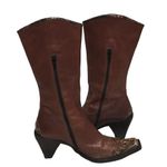 Enzo Angiolini Morisa Brown Leather Snakeskin Cowboy Western Boots Photo 2