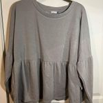 NWT Yarn and Sea Peplum Long Sleeve Pleated Grey Sweatshirt Fleece Lined Size 1X Gray Photo 2