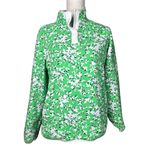 Lands' End Draper James X  Pullover Size Small Snap Sweatshirt Green Floral Preppy Photo 1