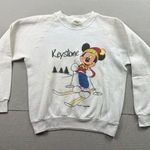 Disney VTG Mickey Mouse Sweatshirt White Size M 90s Velva Sheen Keystone Skiing Photo 0