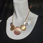 Modern Geometric Rose Gold, Gold, & Silver Statement Necklace Gold Photo 0