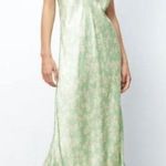 ZARA NWT  Light Mint Green Floral Sateen Spaghetti Strap Maxi Dress Photo 0
