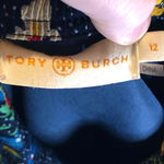 Tory Burch Navy Polka Dot Multicolor Iris Flowers & Pearlized Buttons Dress Photo 4