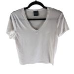 Olivia Rae  2 Womens T Shirts Tops V Neck Cropped Short Sleeve Beige White S Photo 1
