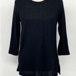 Bobeau NWT Wide Rib Crew Neck Side Slit Top Black Size Small Knit Casual Photo 0
