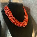 Esmor Shades of Fall Multi Strand Beaded and Seed Bead Necklace 16” Red Photo 1