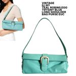 Y2K VTG. ILI NY TIFFABY BLUE LEATHER LONG SHOULDER BAG PURSE EUC. Photo 4