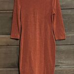 Lulus Conversation Starter Rust Orange Mock Neck Midi Sweater Dress Size Medium Photo 0