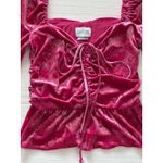 Saylor  Womens XS Cedella‎ Bubblegum Pink Velvet Ruched Peplum Top Photo 3