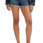 Levi's High Rise Denim Jean Shorts Frayed Hem Dark Wash Casual Women Size 29 Photo 0