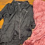 Victoria's Secret Satin Pajama Set Black Pink Logo Print Long Sleeve Pants L M Photo 1