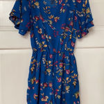 Sienna Sky Romper in Summer Blue Floral Print Small Bright Spring Shorts Photo 0