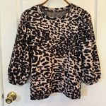 Animal Print Puff Sleeve Top Brown & Beige Leopard Print Blouse Photo 0