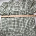 JODIFL  Green Windowpane‎ Midi Dress Medium Tiered Plaid Casual Flowy Cottagecore Photo 10