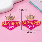 👑👑👑3 for 12$👑👑👑Pink Birthday Girl Earrings with Gold Glitter Crown Pink Photo 4